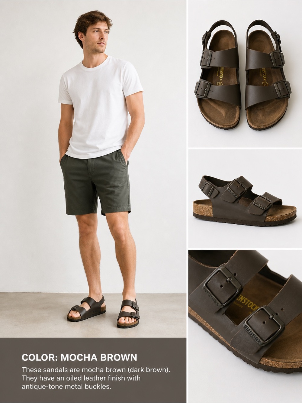 Birkenstock Arizona Soft Footbed Sandals Dark Brown Mocha Leather EU41 L10 M8